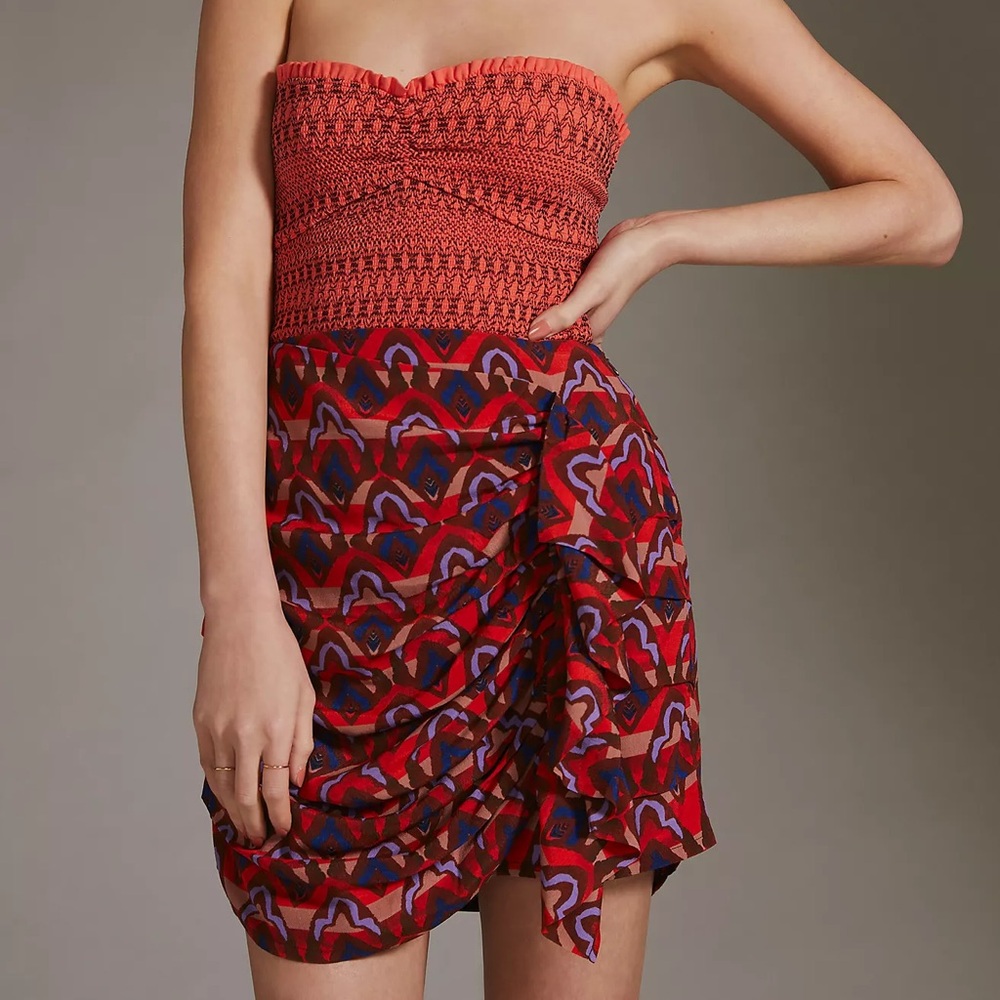 NWT Anthropologie DOLAN Ruched Ruffle Mini Skirt, Size XXS